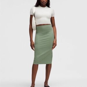 Lululemon Athletica Desert Green Nulu HR Midi Skirt